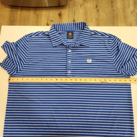 Donald Ross Sport Polo Shirt Mens XL Blue Striped Performance Stretch Breathable - Picture 7 of 9